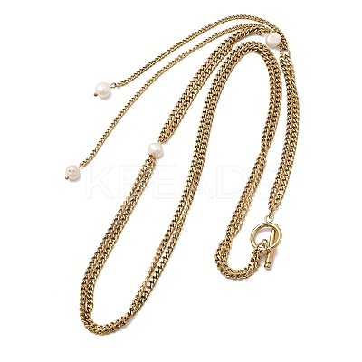 304 Stainless Steel 2-Strand Twisted Chain Necklaces for Women NJEW-K255-61G-1