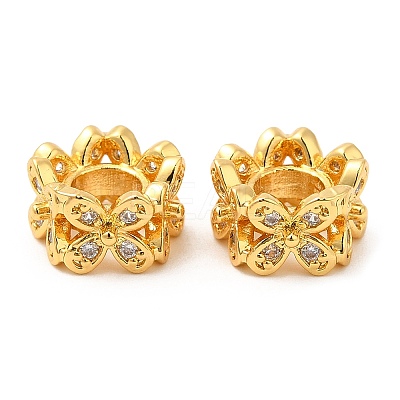 Brass Micro Pave Cubic Zirconia European Beads KK-I705-19G-1