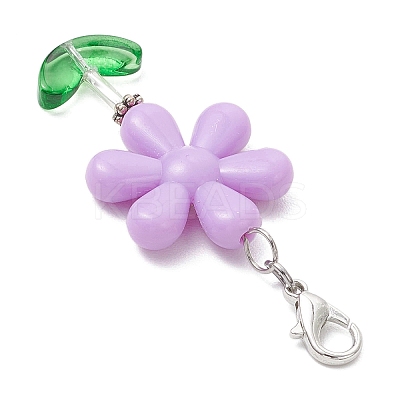Sunflower Acrylic & Glass Beads Pendant Decorations HJEW-JM03238-S-1