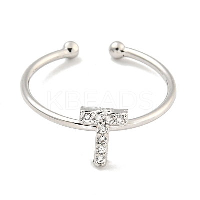 Rack Plating Brass Open Cuff Rings for Women RJEW-F162-02P-T-1