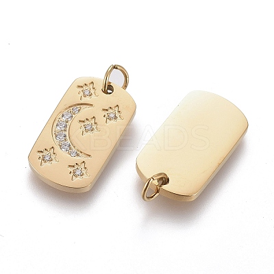 316 Surgical Stainless Steel Micro Pave Clear Cubic Zirconia Pendants X-STAS-I164-034G-1