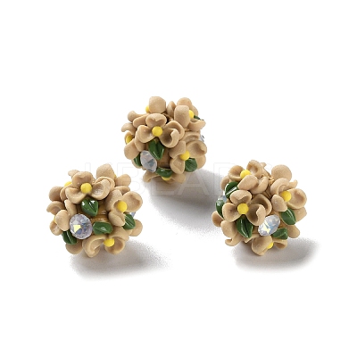 Luminous Polymer Clay Rhinestone Floral Ball Beads CLAY-U002-01A-1