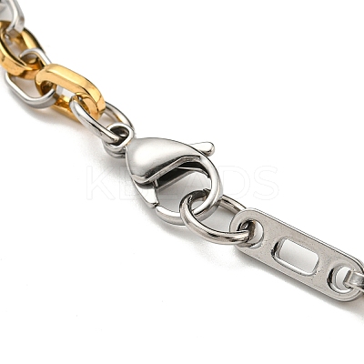 Ion Plating(IP) Two Tone 201 Stainless Steel Oval Link Chain Bracelet BJEW-B078-12GP-1