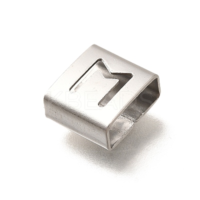Letter Style 304 Stainless Steel Square Slide Charms STAS-L132-22M-1