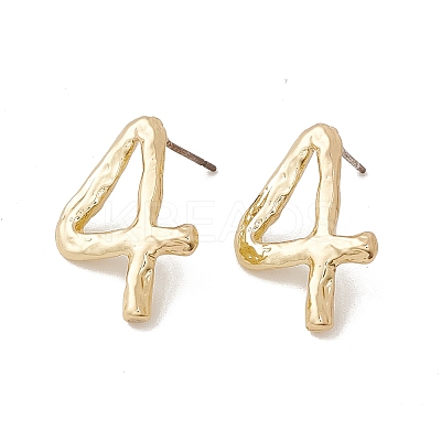 Brass Number Stud Earrings with 925 Sterling Silver Pins for Women LS-EJEW-A077-01D-1