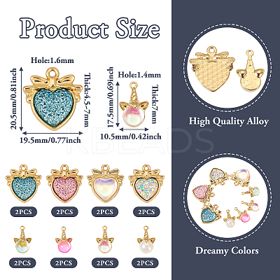 16Pcs 8 Styles Resin Pendants RESI-TA0002-14-1