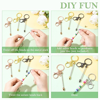 10Pcs Alloy Bar Beadable Keychain for Jewelry Making DIY Crafts KEYC-YW0001-29RG-1