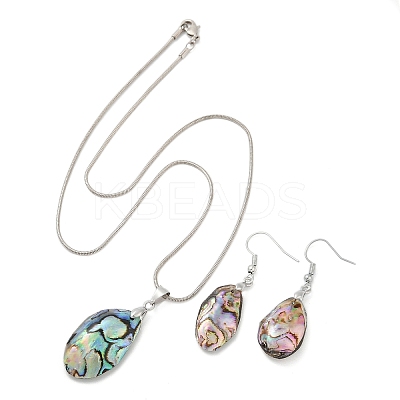 Abalone Shell/Paua Shell Jewelry Sets SJEW-E032-02-1