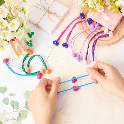 7Pcs 7 Styles Candy Color Acrylic Heart Hair Ties OHAR-CP0001-22B-1