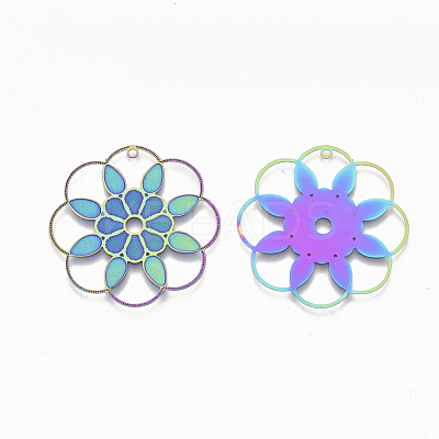 Ion Plating(IP) 304 Stainless Steel Filigree Pendants STAS-S108-83-1