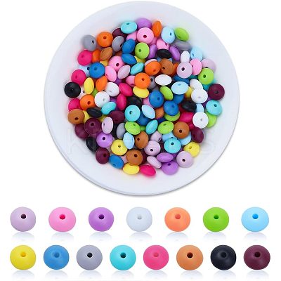 150Pcs 15 Style Food Grade Eco-Friendly Silicone Abacus Beads SIL-CA0001-24-1