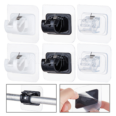AHADEMAKER 6 Pairs 3 Styles Plastic Self Adhesive Curtain Hanging Rod Brackets FIND-GA0005-62-1