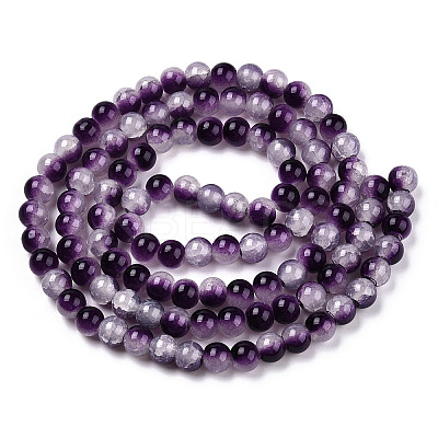 Crackle Baking Paint Imitation Jade Glass Beads Strands DGLA-T003-6mm-13-1