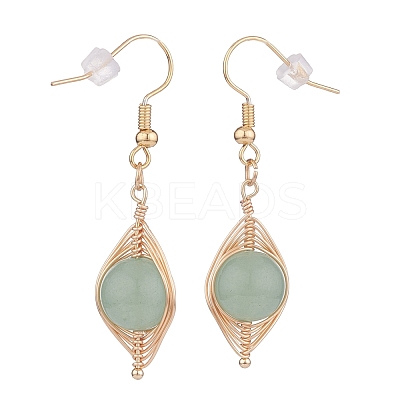 Natural Green Aventurine Braided Dangle Earring EJEW-JE04845-03-1