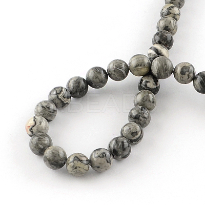 Natural Map Stone/Picasso Stone/Picasso Jasper Beads Strands G-S188-4mm-1