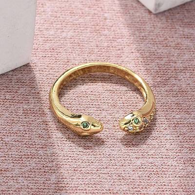 Brass Micro Pave Cubic Zirconia Cuff Rings for Women RJEW-Z084-01G-01-1