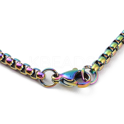 Ion Plating(IP) 304 Stainless Steel Box Chain Necklace for Women NJEW-C011-02RC-1