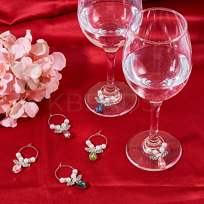 14Pcs 7 Colors Angel Glass & Alloy Wine Glass Charms AJEW-TA0001-69-1