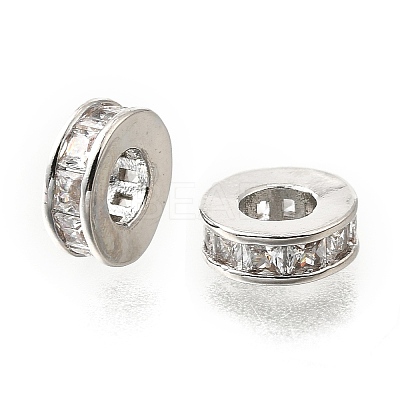 Round Ring Brass Micro Pave Clear Cubic Zirconia Beads KK-V008-16P-1