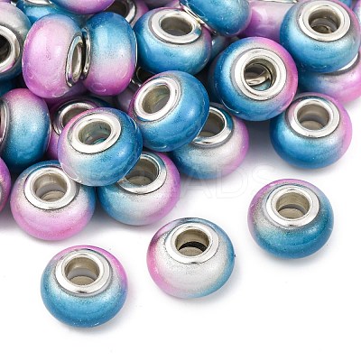 Two Tone Opaque Resin Rondelle European Beads RESI-Z046-02D-1