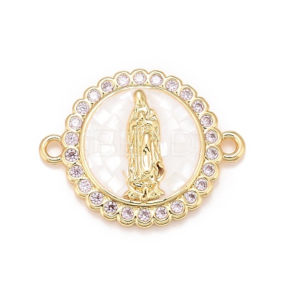 Brass Clear Cubic Zirconia Connector Charms KK-A161-05G-1