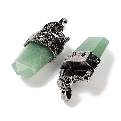 Natural Green Aventurine Faceted Sword Pendants G-Q163-01AS-01-1