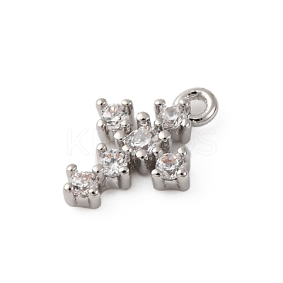Brass Micro Pave Clear Cubic Zirconia Charms KK-V016-22D-P-1