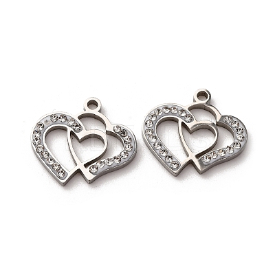 304 Stainless Steel Clay Rhinestone Pendants STAS-P406-17E-P-1