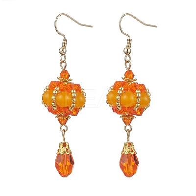 Natural Yellow Jade Dangle Earrings EJEW-MZ00669-01-1