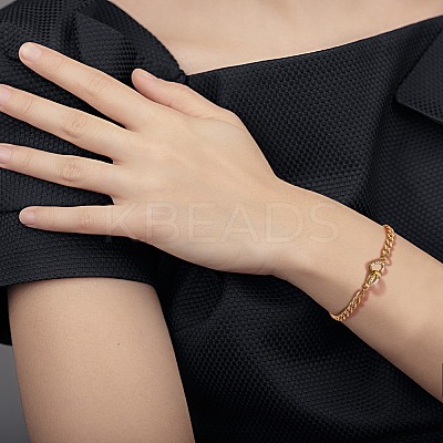 Brass Charm Bracelets & Curb Chain Bracelets Sets BJEW-SZ0001-005G-1