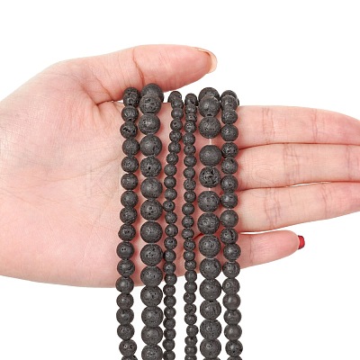 3 Strand 3 Sizes Natural Lava Rock Beads Strands G-FS0001-03-1