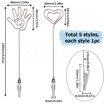 5Pcs 5 Styles Iron Alligator Clips AJEW-SC0002-29P-1