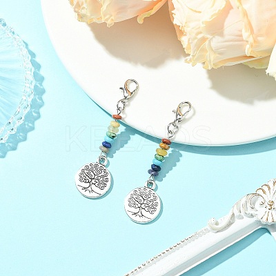 Alloy Tree of Life Pendant Decorations HJEW-JM01383-01-1