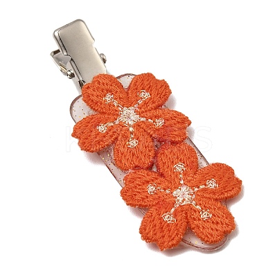 Polyester Embroidery Flower Alligator Hair Clips PHAR-JH00094-1