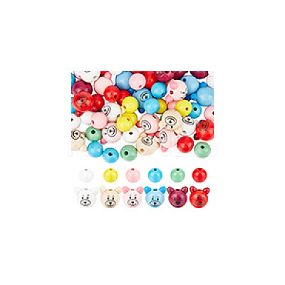 120pcs 12 Styles Natural Wooden European Beads WOOD-NB0002-78-1