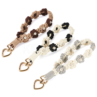 3Pcs Cotton Braided Flower Pendant Decorations AJEW-TA0002-72A-1