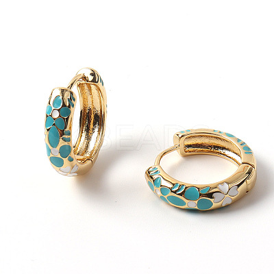 Flower Enamel Hoop Earrings EJEW-G290-03G-E-1