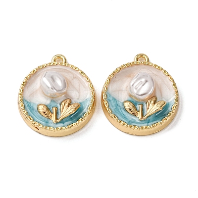 Light Gold Tone Alloy Enamel Pendants ENAM-B028-30KCG-01-1