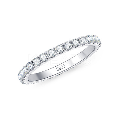 Rhodium Plated 925 Sterling Silver Moissanite Finger Rings for Women WG76D6D-07-1