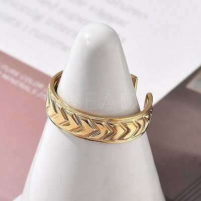 Arrow 304 Stainless Steel Open Cuff Ring for Women RJEW-M049-01G-06-1
