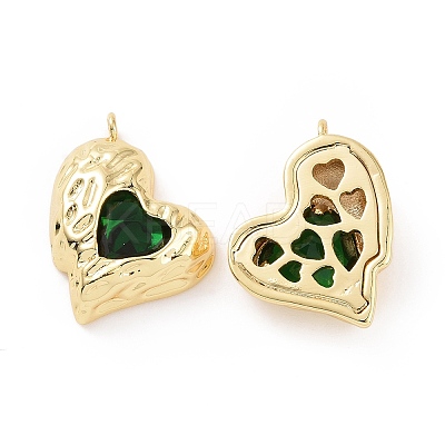 Brass Micro Pave Green Cubic Zirconia Pendants KK-E068-VC454-1