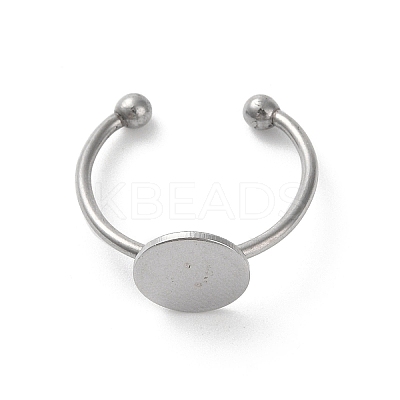 Non-Tarnish Adjustable 304 Stainless Steel Finger Rings Components STAS-K278-04C-P-1
