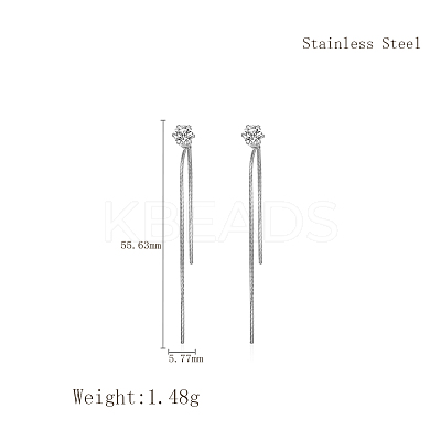 Elegant Stainless Steel Flat Round Tassel Stud Earrings BX2341-1-1