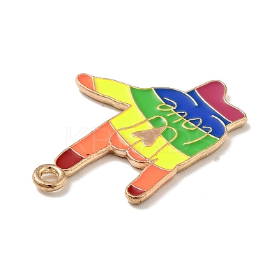 Rainbow Color Alloy Enamel Pendants ENAM-G208-19KCG-1