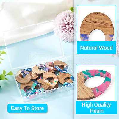 16Pcs 8 Colors Resin and Walnut Pendants FIND-TA0006-36C-1