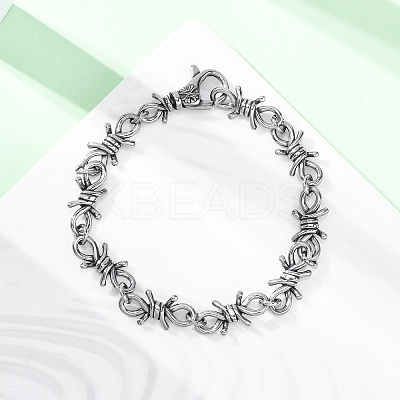 316 Surgical Stainless Steel Large Barbed Wire Link Chain Bracelets for Men Women BJEW-Q349-17AS-1