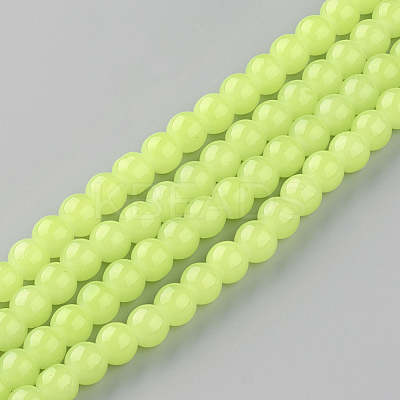 Baking Paint Imitation Jade Glass Round Bead Strands X-DGLA-Q021-6mm-08-1