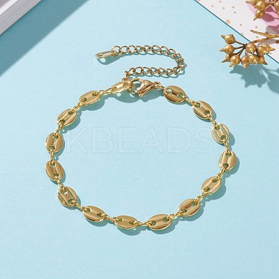 Brass Coffee Bean Chain Bracelets BJEW-JB05859-1