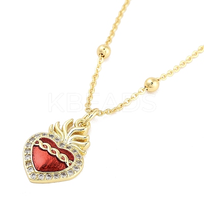 Brass Micro Pave Clear Cubic Zirconia Pendant Necklaces LS-NJEW-Z035-04B-G-1