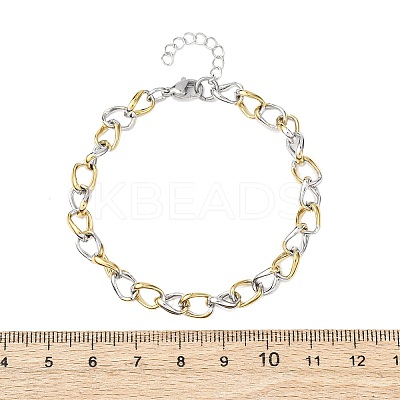 304 Stainless Steel Cuban Link Chains Bangles for Women BJEW-B150-08GP-1
